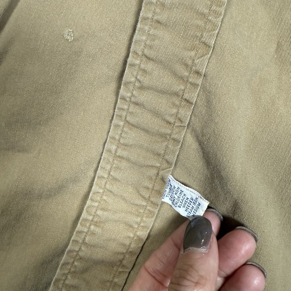 VTG Polo Ralph Lauren Safari Military Distressed Shirt Men Size M Beige USA Made - Picture 4 of 10